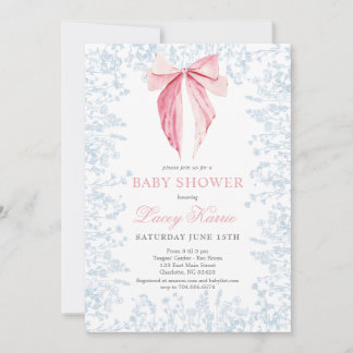 Blauer und rosa Bug Baby Dusche Einladung