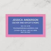 Blauer und rosa Farbblock Datum der Wiedergabe Telefonnummerkarte (Rückseite)