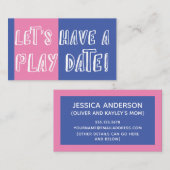 Blauer und rosa Farbblock Datum der Wiedergabe Telefonnummerkarte (Vorne/Hinten)