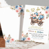 Blauer und rosa Floral Pumpkin Gender Reveal Einladung