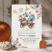Blauer und rosa Floral Pumpkin Gender Reveal Einladung