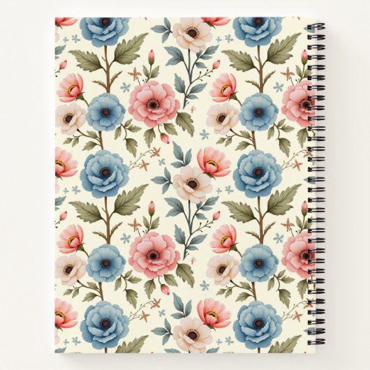 Blauer und rosa Frühling Fantasy Notizblock (Rückseite)