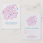 Blauer und rosa Glitzer Blumenhaar Visitenkarte (Vorne/Hinten)