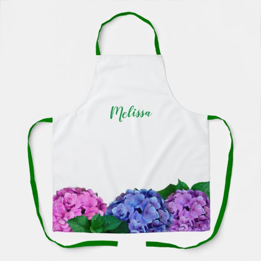 Blauer und rosa Hydrangea Personalisiert Schürze (Vorderseite)