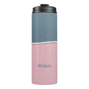 Blauer und rosa individuelle Name Thermosbecher
