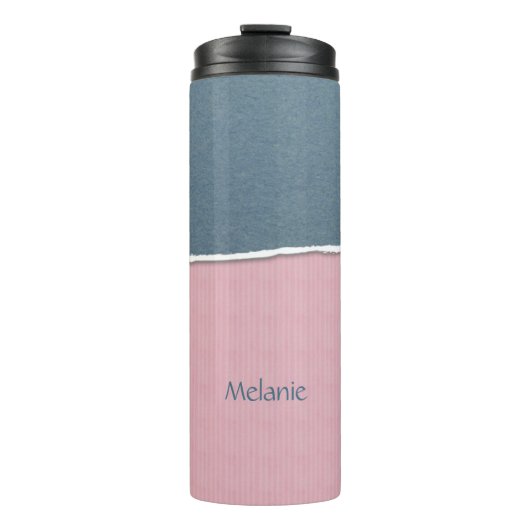 Blauer und rosa individuelle Name Thermosbecher (Vorderseite)
