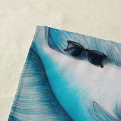 Blauer und rosa Kreide Zeichnend Fisch Strandtuch (Beispiel)