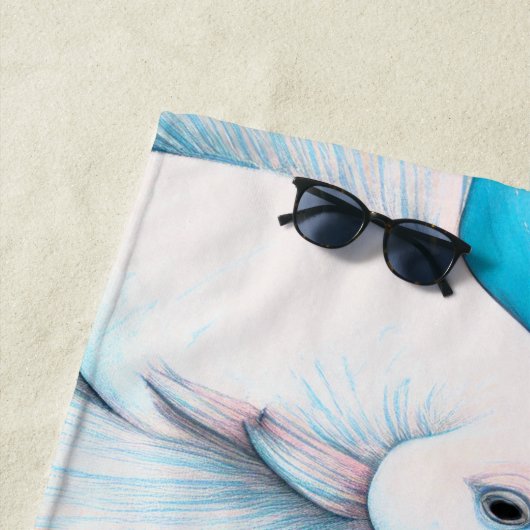 Blauer und rosa Kreide Zeichnend Fisch Strandtuch (Beispiel)