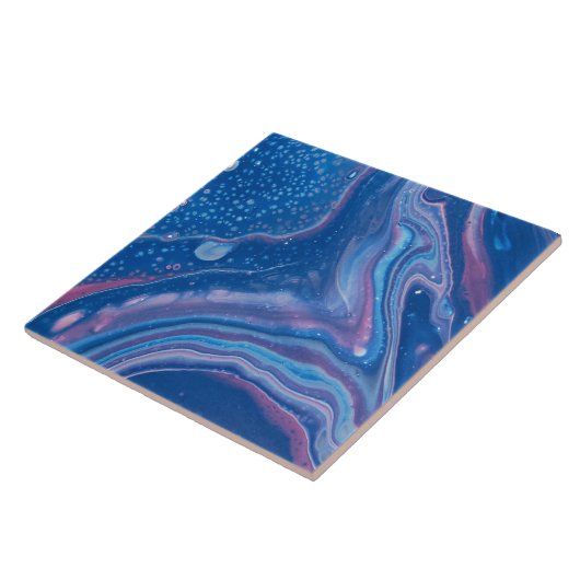 Blauer und rosa Marmorabstraktion Fliese (Seite)