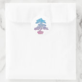 Blauer und rosa Muster Bonsai Tree Runder Aufkleber (Tasche)
