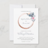 Blauer und rosa Rose Einladung (Vorderseite)