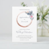 Blauer und rosa Rose Einladung (Stehend Vorderseite)