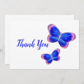 Blauer und rosa Schmetterlinge Dankeskarte (Vorne/Hinten)
