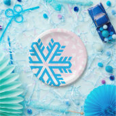 Blauer und rosa Schneeflocken lustig elegant Pappteller (Party)