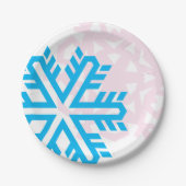 Blauer und rosa Schneeflocken lustig elegant Pappteller (Vorderseite)