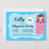 Blauer und rosa Sleepover Party Geburtstag Einladu Einladung (Vorderseite)
