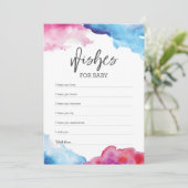 Blauer und rosa Splash Babydusche Wünsche für Kind Einladung (Stehend Vorderseite)