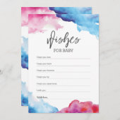 Blauer und rosa Splash Babydusche Wünsche für Kind Einladung (Vorne/Hinten)