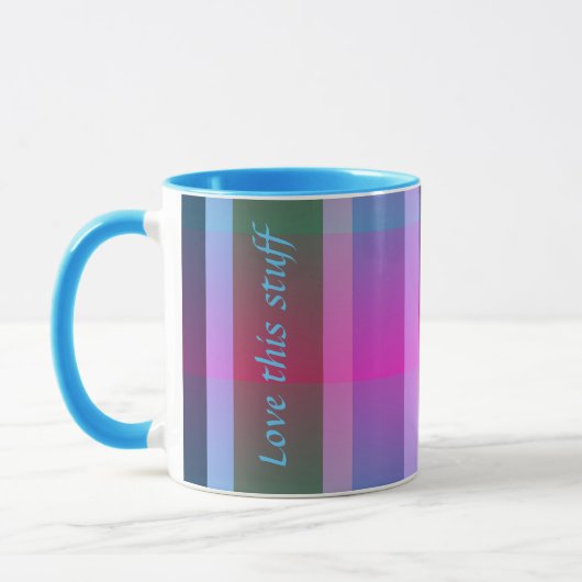Blauer und rosa Streifen Tasse (Links)