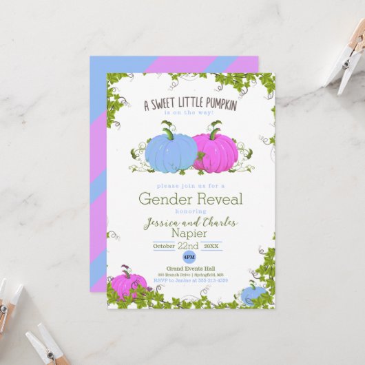 Blauer und rosa süßer Kürbis Geschlechtsverkehr Karte (Vorderseite/Rückseite Beispiel)