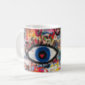 Blauer und rote Blumentextilien Kaffeetasse (Vorderseite Links)