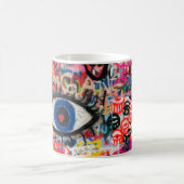 Blauer und rote Blumentextilien Kaffeetasse (Mittel)