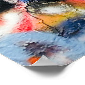 Blauer und rote Blumentextilien Poster (Ecke)