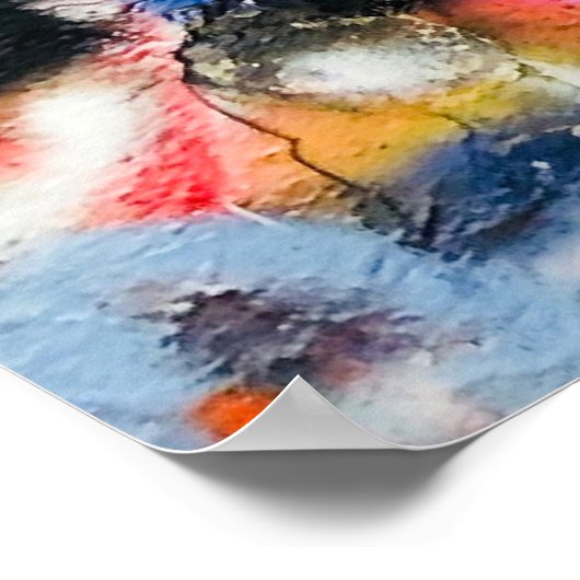 Blauer und rote Blumentextilien Poster (Ecke)