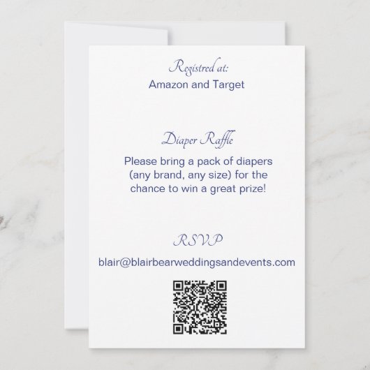 Blauer und rote Blütendusche Einladung (Rückseite)