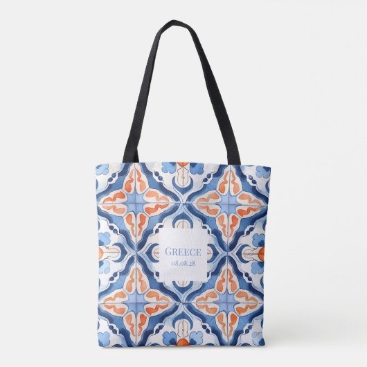 Blauer und Roter Blumenstrauß Tasche (Rückseite)