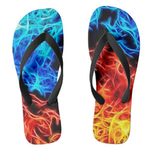 Blauer und Roter Flammenflammfleck Badesandalen