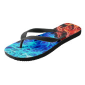 Blauer und Roter Flammenflammfleck Badesandalen (Schrägansicht)