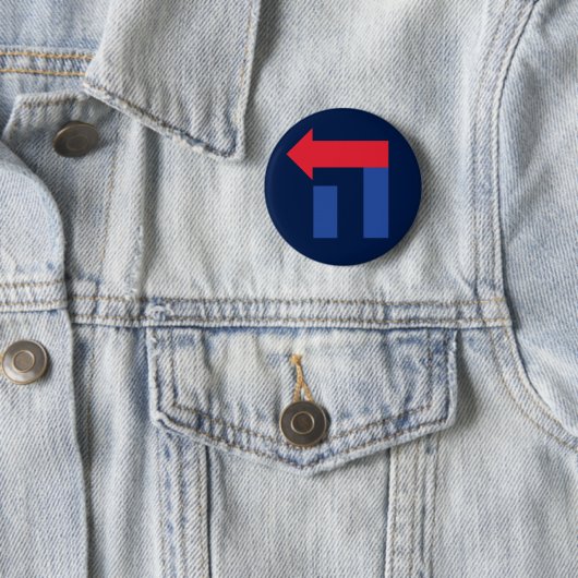Blauer und roter Hillary im hebräischen Knopf Button (Beispiel)