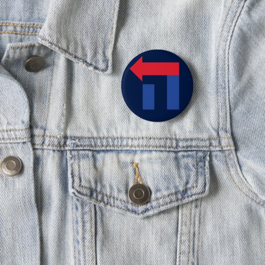 Blauer und roter Hillary im hebräischen Knopf Button (Beispiel)
