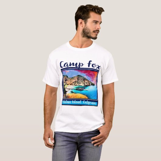 Blauer und roter Himmel LagerFox im blauen Rahmen T-Shirt (Vorne ganz)