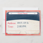 Blauer und roter Karneval zum Geburtstag Einladung (Rückseite)