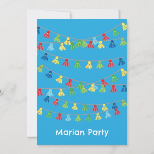 Blauer und roter Lama mit Party zur Einladung (Rückseite)