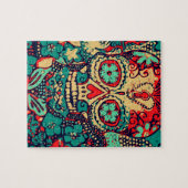 Blauer und Roter Schädel Puzzle (Horizontal)