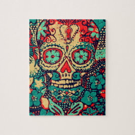 Blauer und Roter Schädel Puzzle