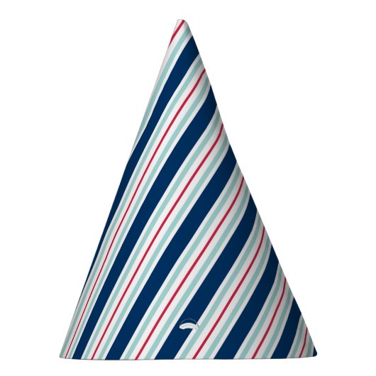 Blauer und roter Streifen-Party-Hut des Ton-zwei Partyhütchen (Rechts)