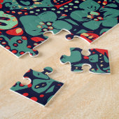 Blauer und roter Totenkopf Puzzle (Seite)