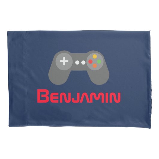 Blauer und roter Videospielcontroller Kissenbezug (Vorderseite)