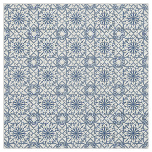 Blauer und Sahnekunst-Deko-Blumenmuster Stoff