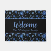 Blauer und schwarzer Blume Power Retro Fußmatte (Vorderseite)