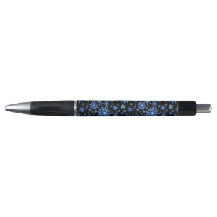 Blauer und schwarzer Blume Power Retro Kugelschreiber