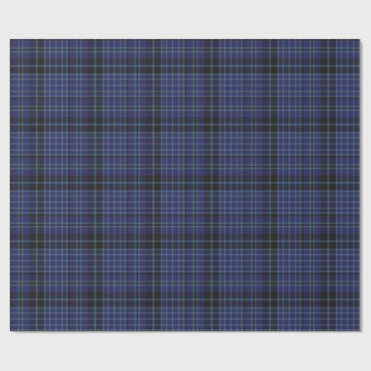 Blauer und schwarzer Clarktartan-kariertes Geschenkpapier (Flach)