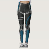 Blauer und schwarzer Cyborg-Armbanduhr Leggings (Vorderseite)