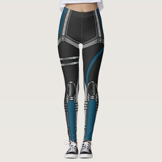 Blauer und schwarzer Cyborg-Armbanduhr Leggings (Vorderseite)