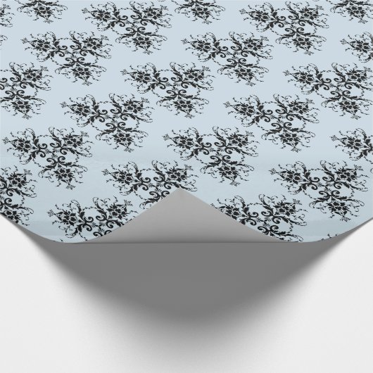 Blauer und schwarzer Damaskus-Geschenkwrap Geschenkpapier (Ecke)