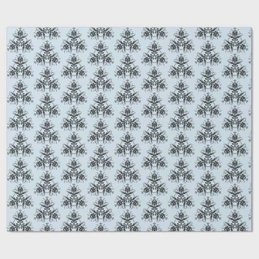 Blauer und schwarzer Damaskus-Geschenkwrap Geschenkpapier (Flach)